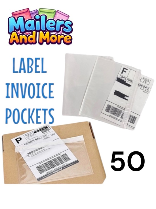 Other - 50 (7.5 X 5.5) Postage Invoice , Package Slip, Label Cover Pocket PRICE IS FIRM